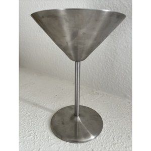 Vintage 6.6” Metal Martini Drink Oggi Stainless Steel Stem Cup Glass
